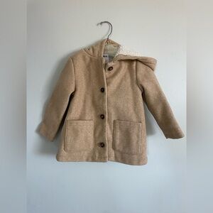 Old Navy Kids Tan Pea Coat with Hood size 3T